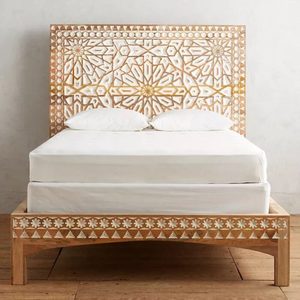 Contemporary Mango Wood King Size <b>Bed</b> Solid Wood <b>Frame</b> Natural Hardwood <b>Bed</b> for Premium Bedroom Furniture Export Quality - Product Image 2