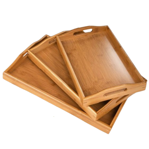 Rectangular Wood <b>Tray</b> <b>Large</b> Wooden Serving <b>Tray</b> with Handles for Coffee Table Ottoman Decor & Food Rustic & Durable Wood <b>Trays</b> - Product Image 2