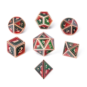 Nhà Máy Bán Buôn Kim Loại DND <span class=keywords><strong>Dice</strong></span> <span class=keywords><strong>Set</strong></span> 7 Cái Quy Mô Rồng Kim Loại D & D Chết Cho Dungeon & Dragon Game Red Green - Product Image 3