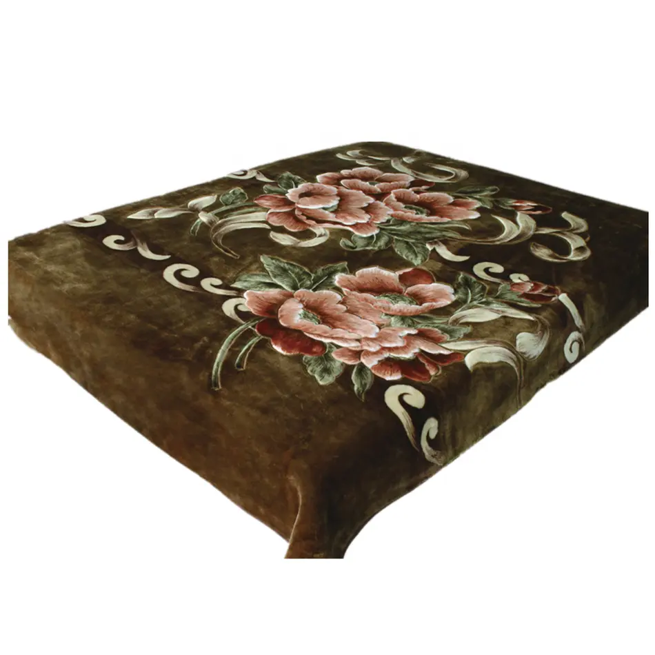 Cobertores Raschel em relevo de 1 camada e 2 camadas estilo coreano com desenho de flores de qualidade premium