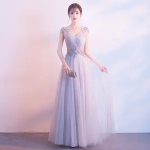 Latest V-neck Sequins Pearls Beading Floor-length Long Prom Formal Gown Elegant Evening Dresses Gowns for Women Evening Dresses