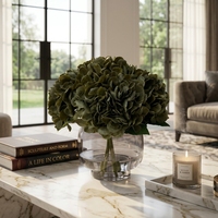 Buket Hydrangea Buatan Warna Hijau Sage, Rangkaian Hydrangea Palsu dengan Sentuhan Realistis untuk Dekorasi Meja Pernikahan dan Rumah