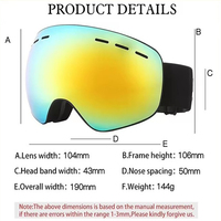 Lunettes de ski design avec grande étiquette, verres polarisés anti-buée, lunettes de sport pour la neige, coupe-vent, pour le snowboard et le ski, logo personnalisé