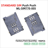 WECONN WL-SIM770-005 Connecteur de carte SIM 6 broches + 2 H=1.85mm Push-Push avec interrupteur de détection, support de carte SIM personnalisable