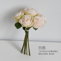 Bouquet de roses artificielles en soie, fleurs de roses en tissu au toucher réel, roses artificielles rouges, roses et blanches pour la décoration de mariage et de la maison