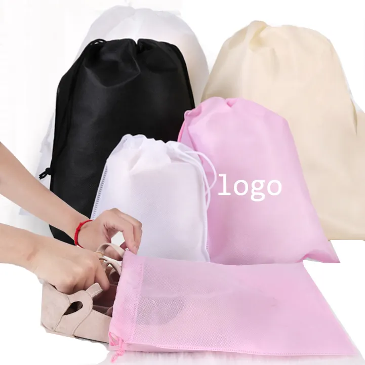 Borsa con coulisse in tessuto non tessuto con logo personalizzato ecologico