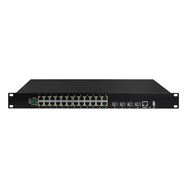 Industrial Grade Layer 3 Switch Managed 24 Port Gigabit Ethernet + 4 Port 10G SFP Network Switch