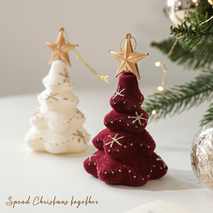 <b>Christmas</b> <b>Flocked</b> Mini <b>Tree</b> Ornaments with Gold Top Star Hanging Xmas <b>Tree</b> Pendants for Holiday Table Decor - Product Image 2