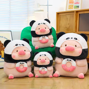 En gros, Peluche Panda <span class=keywords><strong>Cochon</strong></span> Costume, Douce et Réconfortante, avec Coussin Donut, Cadeau Mignon pour Enfants, Coton PP - Product Image 1