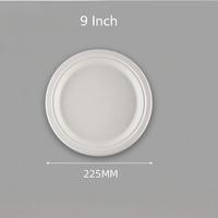 Assiette ronde compostable en bagasse de 5 à 12 pouces, jetable, en canne à sucre, pour la restauration, les barbecues et les événements.