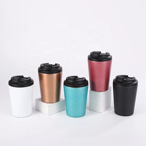 Petit mug thermique en acier inoxydable 304 de 12 oz avec couvercle à vis, poignée et paille - Cadeau d'affaires - Product Image 6