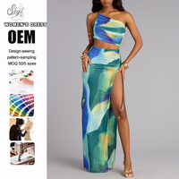 Robe asymétrique imprimée sur mesure pour femme, coupe ajustée, fente haute, dos nu, sexy, pour l'été et les vacances à la plage