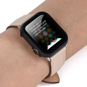 Uyumlu izlemek durumunda 38/40/42/44mm Metal çerçeve temperli cam ekran koruyucu apple watch serisi kapakları