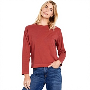T-shirt à manches longues pour femme, col rond, en jersey doux de qualité supérieure, décontracté, personnalisable, vente en gros, fournisseur de vêtements direct usine - Product Image 1