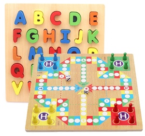 Los niños cognitivo inglés carta de juego y vuelo de Ajedrez de rompecabezas de bloques de madera rompecabezas - Product Image 3