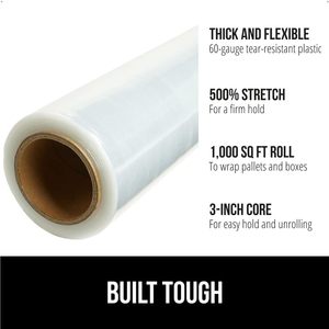 Envoltura Elástica de Alta Resistencia de 1000 Pies x 24 Pulgadas, Película Protectora Transparente Resistente a Pinchazos de Uso Industrial - Product Image 2