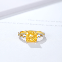 Cincin Fashion Berlapis Emas 18K Moyu Desain Baru Zirkon Putih Potongan Bunga Es Kuning Angsa Tua