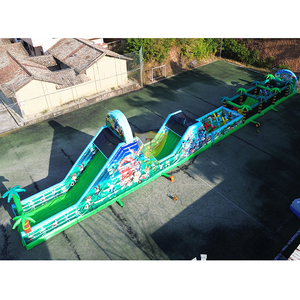 Gran carrera de obstáculos de la casa de rebote con tobogán Carreras de obstáculos inflables con un tobogán - Product Image 4