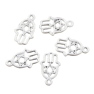 Dijes <span class=keywords><strong>Hamsa</strong></span> mano <span class=keywords><strong>ESTRELLA</strong></span> <span class=keywords><strong>DE</strong></span> <span class=keywords><strong>David</strong></span> hexagrama 20x12mm colgantes <span class=keywords><strong>de</strong></span> Color plata tibetana joyería antigua fabricación artesanal DIY - Product Image 1