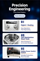 Pembersih Perhiasan Jam Tangan 2L 60W 100W Panas 40kHz Tenang Ringkas Desktop Bench Top 0-80C Timer Digital Pembersih Ultrasonik