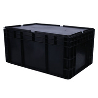 Conteneurs/Caissons de Stockage Industriels ESD en Plastique Solide, Empilables, Fermés avec Couvercle, Conformes aux Normes UE, pour Disques SMT