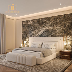 Chambre à coucher <span class=keywords><strong>de</strong></span> luxe fond en velours intérieur <span class=keywords><strong>tête</strong></span> <span class=keywords><strong>de</strong></span> <span class=keywords><strong>lit</strong></span> personnalisée avec lumière LED <span class=keywords><strong>décoration</strong></span> <span class=keywords><strong>murale</strong></span> panneau mural en tissu rembourré - Product Image 2