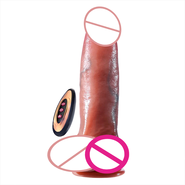 Hot Sale Large Thick Liquid Silicone Soft Waterproof Remote Control Heating Telescopic Realistic Dildo Vibrator Adult Sex Toy