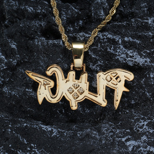 Pendentif lettre <span class=keywords><strong>PLUG</strong></span>, accessoires hip hop <span class=keywords><strong>rap</strong></span> avec zircon, collier lettre anglaise. - Product Image 4