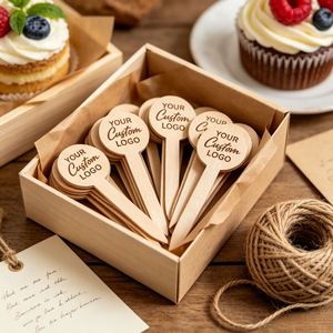 Marqueurs alimentaires en bois faits à la main, écologiques, durables, non toxiques, personnalisables en gros avec logo, pics à nourriture, brochettes, décorations pour cupcakes - Product Image 5