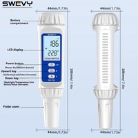 Stylo de mesure double SW762 LCD HD TDS pour la qualité de l'eau, la conductivité et la température / Convertisseur d'unités S/mS pour la Chine continentale