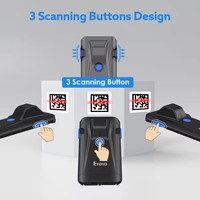Lector de Códigos de Barras Inalámbrico Bluetooth USB 3 en 1 Portátil Eyoyo 1D 2D, Escáner de Códigos de Barras con Clip Trasero para Teléfono para Inventario de Almacén