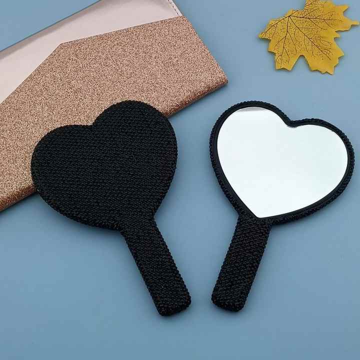 Creative Diamond Portable Handle Love Square Makeup Mirror