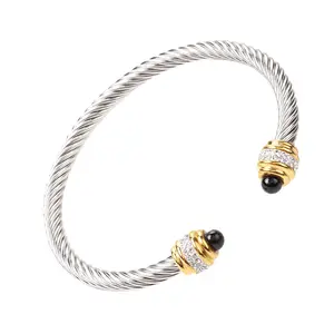 Hoge Kwaliteit Dy Luxe Mode Messing Vergulde Sieraden Gevlochten Kabel Armband Touw Armband Voor Vrouwen Sieraden