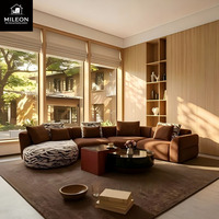 Modernes Modulares Ecksofa L-Form Stoff-Eckgarnitur Wohnzimmer Luxus Gepolstertes Chaiselongue-Sofa Mit Rundem Ottoman