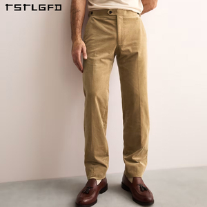 OEM primavera e autunno <span class=keywords><strong>pantaloni</strong></span> da ufficio in velluto a coste Casual larghi drappeggi dritti a metà vita <span class=keywords><strong>Slim</strong></span> <span class=keywords><strong>Fit</strong></span> <span class=keywords><strong>pantaloni</strong></span> Casual da uomo in velluto a coste - Product Image 4