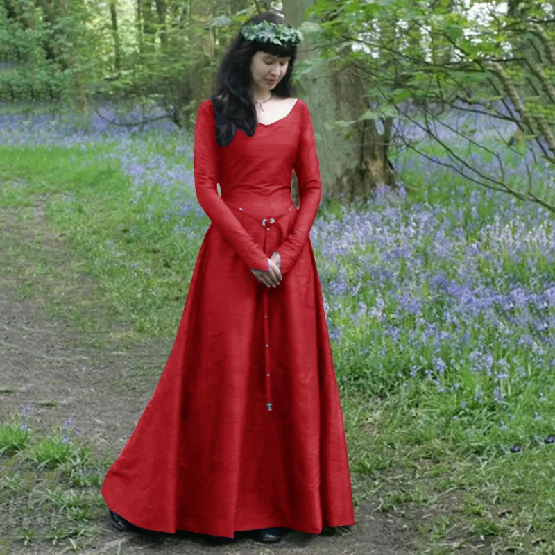 medieval off the shoulder dress Medieval Renaissance Dress Costume Viking Elf Off Shoulder Dress with Belt and Sleeves Cosplay Costume