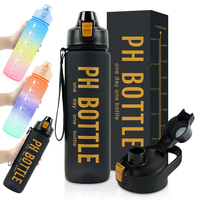 Bouteille d'eau motivante de 32 oz (1 litre, 1000 ml) avec marqueur de temps et étui en plastique – Idéale pour la gym, le fitness et le sport – Offre spéciale