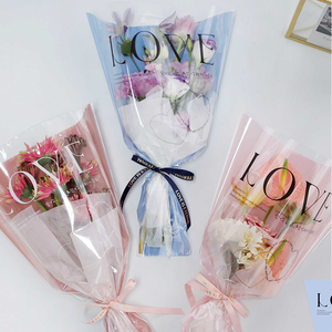 50 unids/lote <span class=keywords><strong>amor</strong></span> bolsa de flores de plástico celofán transparente solo flor fresca papel de regalo Floral - Product Image 5