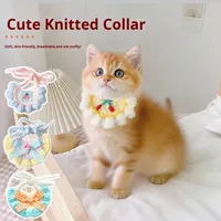 Accessoires de fête pour animaux de compagnie : Ensemble bavoir à pompons et chapeau pour chat et chiot, thème Joyeux Anniversaire, pour chiens