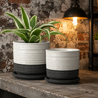 Pot de jardinière en céramique, Pots de fleurs pour plantes avec trous de drainage et soucoupes, Pots d'intérieur et d'extérieur