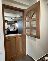 Puerta Holandesa Tradicional de Madera Sólida BOCHARM con Vidrio Arqueado en Forma de Rayos de Sol, Puerta Interior Dividida para Cocina