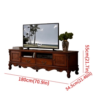 Meuble TV en bois massif sculpté à la main <span class=keywords><strong>de</strong></span> qualité supérieure avec tiroirs et armoires <span class=keywords><strong>de</strong></span> rangement - Grande console multimédia pour salons spacieux 71"W - Product Image 6