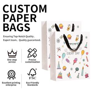 ถุงกระดาษพิมพ์ลายแบบธรรมดามีที่จับโลโก้ที่กำหนดเอง - Product Image 6