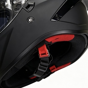 Nuevo Casco de Motocicleta Integral Negro, Carcasa de ABS, Visera Doble Transparente, Cierre Rápido, Diseño Sencillo, Forro de Algodón, Homologado por DOT - Product Image 3