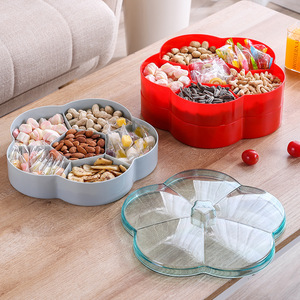 Plato <span class=keywords><strong>de</strong></span> Frutas Transparente <span class=keywords><strong>de</strong></span> Doble Capa con Diseño Minimalista en Forma <span class=keywords><strong>de</strong></span> Flor para Bodas y Año Nuevo, Caja <span class=keywords><strong>de</strong></span> Dulces para el Hogar, para Nueces, Semillas <span class=keywords><strong>de</strong></span> Melón - Product Image 4