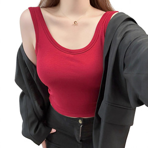<span class=keywords><strong>Top</strong></span> Corto Básico de Moda para Mujer, Camisola con Relleno, <span class=keywords><strong>Top</strong></span> Acanalado para Mujer - Product Image 4
