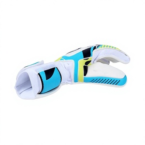 ถุงมือขี่ม้าแบบเต็มนิ้ว PU พร้อมลายพิมพ์แบบ Sublimation ฝ่ามือกันลื่น ปิดด้วยแถบตีนตุ๊กแก สำหรับผู้รักษาประตูฟุตบอล สีขาว น้ำเงิน เขียว - Product Image 2