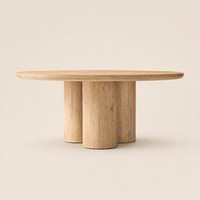 Table à manger ronde moderne en bois avec piétement colonne, finition grain de bois, pour cuisine, salle à manger, salon, mobilier minimaliste
