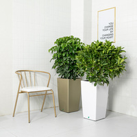 Grand pot de plante auto-arrosant avec finition glacée en plastique pour décoration intérieure/extérieure de jardin domestique en polypropylène avec surface peinte
