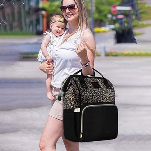 <span class=keywords><strong>Zaino</strong></span> <span class=keywords><strong>Porta</strong></span> Pannolini per Bambina, Borsa Fasciatoio Leopardata - Product Image 6